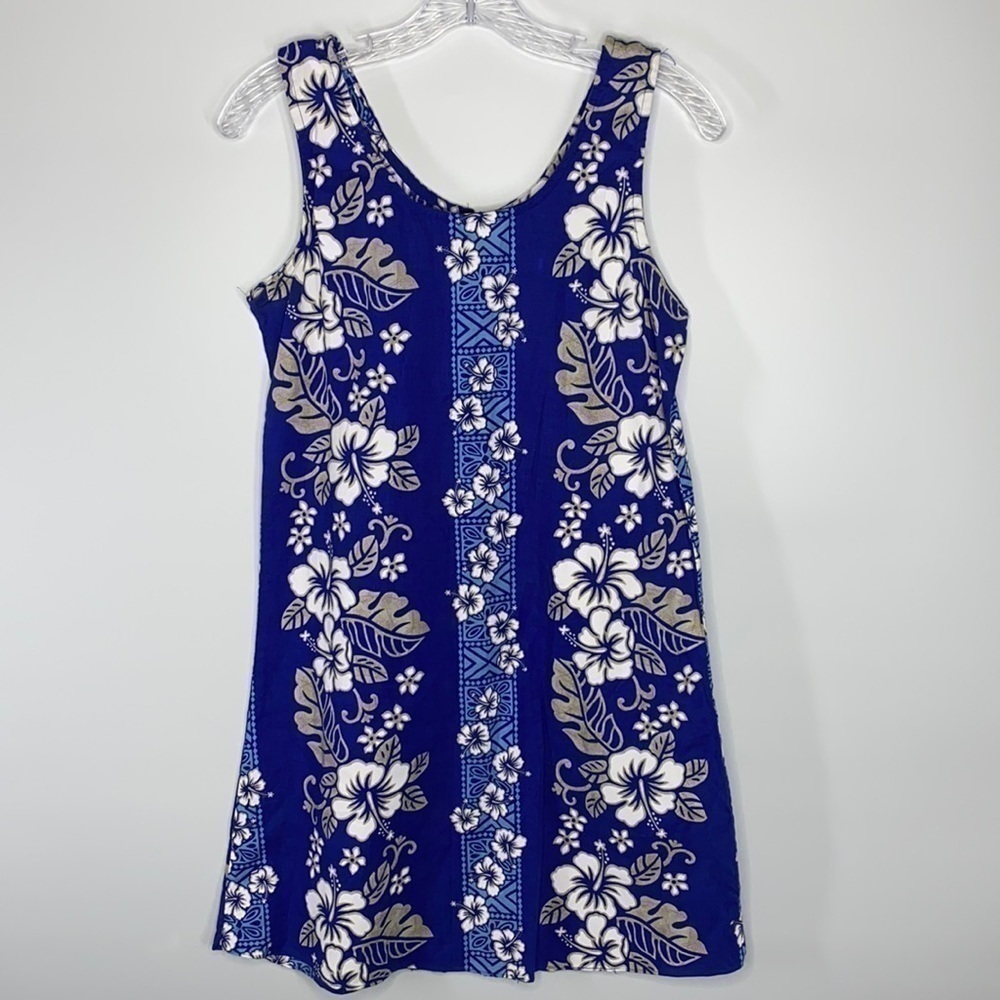 JL Hawaii Blue Cotton Vintage Dress Size Large